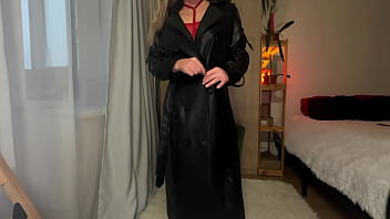 A sexy amateur wearing black high boots takes off her red lingerie and starts to masturbate using a butt plug and fake cock in her ass