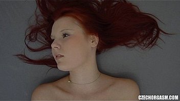 Redhead girl fingering tight pussy