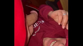 A cock in the mouth of a hooded milf