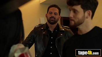 Desperate babe rides neighbor's bigger cock forgets hubby watching