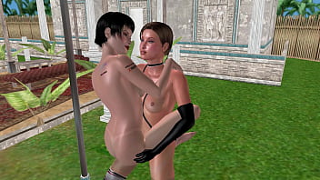 Animated 3d sex cute lesbian girl fucking another girl in lifting position