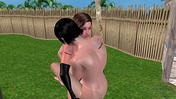 Animated 3d sex cute lesbian girl fucking another girl in lifting position