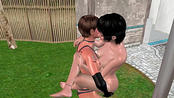 Animated 3d sex cute lesbian girl fucking another girl in lifting position