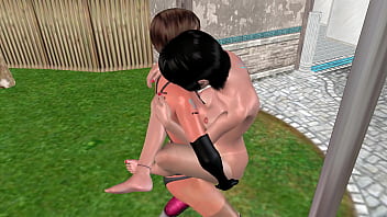 Animated 3d sex cute lesbian girl fucking another girl in lifting position