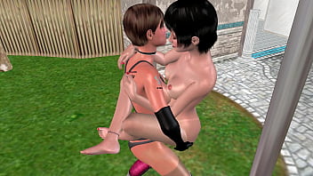 Animated 3d sex cute lesbian girl fucking another girl in lifting position