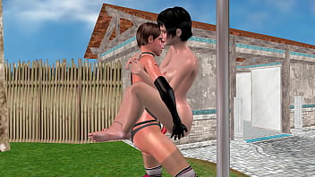 Animated 3d sex cute lesbian girl fucking another girl in lifting position