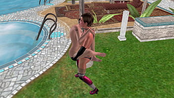 Animated 3d sex cute lesbian girl fucking another girl in lifting position