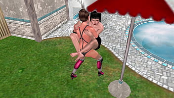 Animated 3d sex cute lesbian girl fucking another girl in lifting position