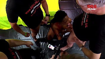 Ggg studio backstage of gangbang with a black girl