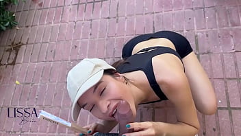 A crazy vandalistic slut fills a train with piss and fucks on the train in public