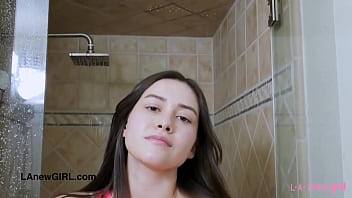 Alluring brunette charm enjoys a sensual bath