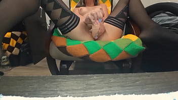 I put on stockings and caress my pussy thinking about you