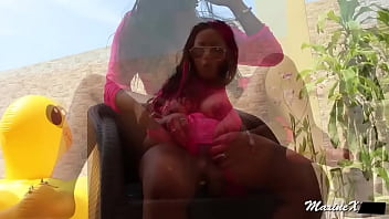 Pool & dildo fucking time asian maxine x fucks her massive sex toy