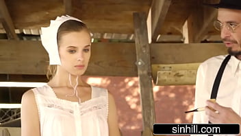 Very sexy amish babe tries anal with big dick stranger