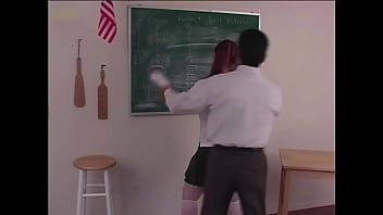 Shawndelle in school uniform in stripped has hairy pussy exposed & gets paddled