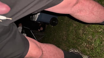 Blowjob and big cumshot camping