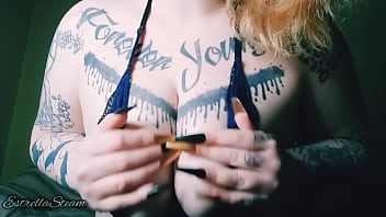 Estrellasteam gets horny touching her tits