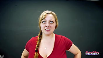 Blue eyed blonde gwen gets her pink pussy deeply pounded and swallows cum