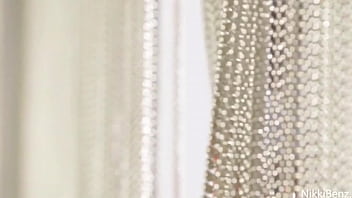 Aphrodisiacal blonde nikki benz strips off & poses in a slow way