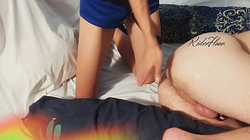 Mistress plays with chastity slave