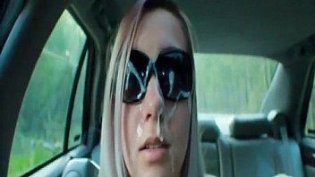 Hot blonde gets a facial cumshot outside by the rad