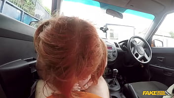 This ginger girl has a huge white ass fake driving schooll