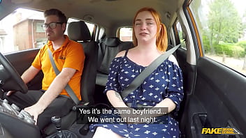 This ginger girl has a huge white ass fake driving schooll