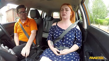 This ginger girl has a huge white ass fake driving schooll