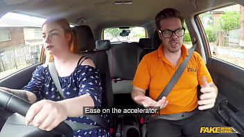 This ginger girl has a huge white ass fake driving schooll