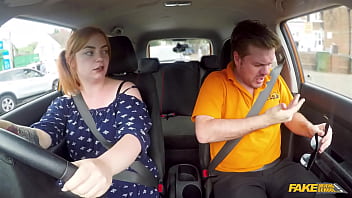 This ginger girl has a huge white ass fake driving schooll