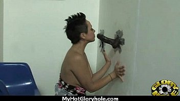 Babe sucks and fucks black cock at gloryhole 26