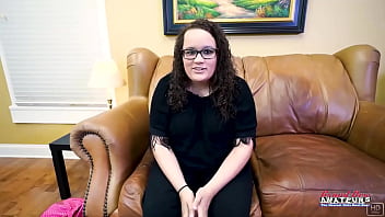 Nerdy busty brunette harper b enjoys sucking a dick and swallowing cum