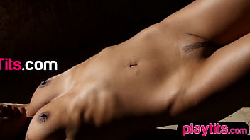 Petite asian cougar strips outdoors to flaunt her big round tits and bubble butt