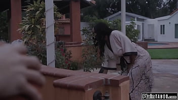 Husband comes home to his house full of shocked when he sees his ebony wife august skye turned into an arachnid and sucking the neighbor