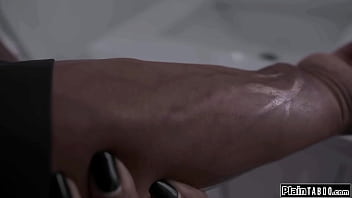 Husband comes home to his house full of shocked when he sees his ebony wife august skye turned into an arachnid and sucking the neighbor