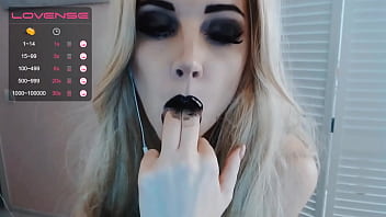 Sexy blonde goth spit on her feet