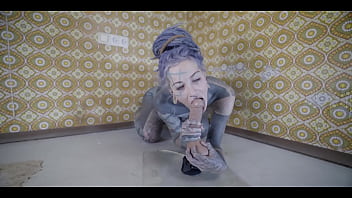 Alt babe with ink giving herself a wild ride