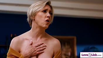 Big tit cougar stepmom boosts her stepdaughters confidence by worshipping her tight milf sucks her titties and tongues the petite teens pussy