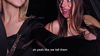 Blindfolded foursome just after coming home from a party luna doll