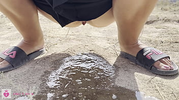 Public a collection of urine outdoors