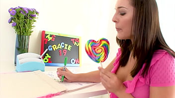 Gracie glam 19 yo cutie huge cock pov blowjob and swallow cum load of her lillipop