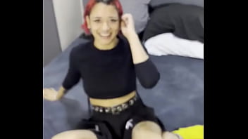 Tiny emo goth teen interview before her creampie