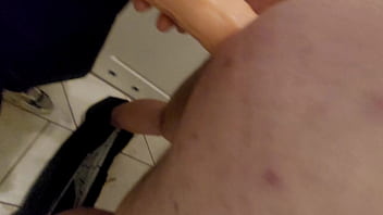 My dominant boss pegg me in a public toilet by big strapon it was a fast and horny