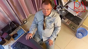 Grow like a tower giant secretary in the office the manager guy is very surprised by her height s1