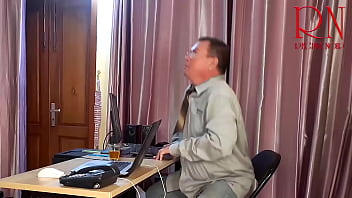 Grow like a tower giant secretary in the office the manager guy is very surprised by her height s1