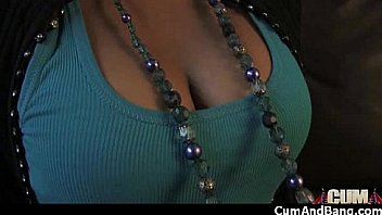 Ebony babe sucks group of white guys 6