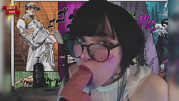 Inked blonde's sloppy machine blowjob