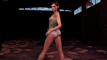 Young fit ellie posing alone in ripped clothe in destroyed factory Young fit ellie posing alone in ripped clothe in destroyed factory