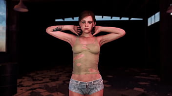 Young fit ellie posing alone in ripped clothe in destroyed factory