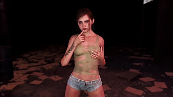 Young fit ellie posing alone in ripped clothe in destroyed factory Young fit ellie posing alone in ripped clothe in destroyed factory